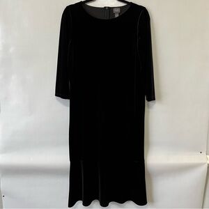 Chico’s Travelers Black Velvet Flared Hem MIDI Dress NWT